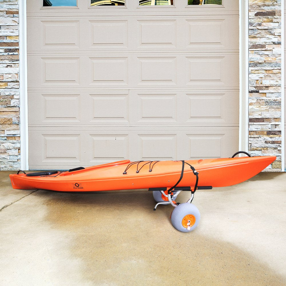 VEVOR Heavy Duty Kayak Cart, Foldable Canoe Trolley Cart with 12'' Tires, Adjustable Width 6.69"-17.32",350 Lb Weight Capacity Kayak Trolley for Kayaks Canoes Paddleboards Float Mats Jon Boats