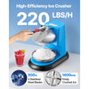VEVOR Ice Crusher Machine, 220lbs Per Hour Electric 4 Blades Snow Cone Maker, Stainless Steel Shaved Ice Machine with Bowl and Cover, 300W 1400RPM Ice-Shaver for Home and Commercial Use, Blue
