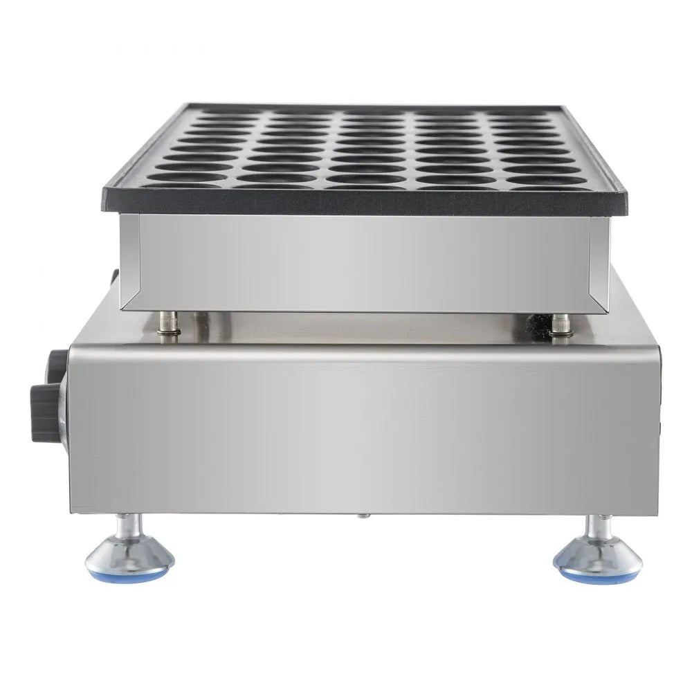 VEVOR 50PCS Mini Dutch Pancake Maker, Non-stick Stainless Steel Dorayaki Baker, 1800W Commercial Electric Poffertjes Grill Pan, Dual Temp & Time Control, for Kitchen Restaurant Breakfast Dessert