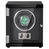 VEVOR Watch Winder, Single Watch Winder for Men's and Women's Automatic Watch, with Super Quiet Japanese Mabuchi Motor, Blue LED Light and Adapter, High-Density Board Shell and Black PU
