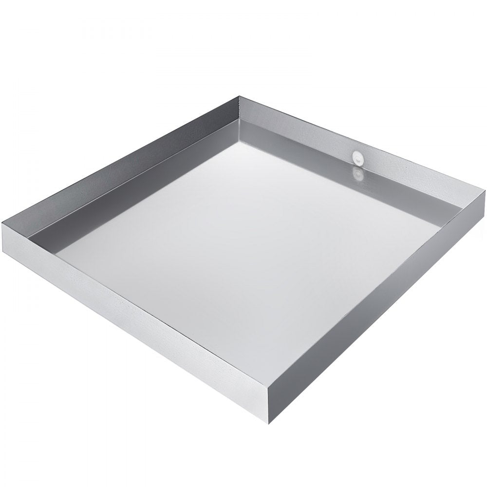 VEVOR 32 x 32 x 2.5 Inch Washing Machine Pan 18 GA Thickness 304 Stainless Steel Heavy Duty Compact Washer Drip Tray with Drain Hole & Hose Adapter