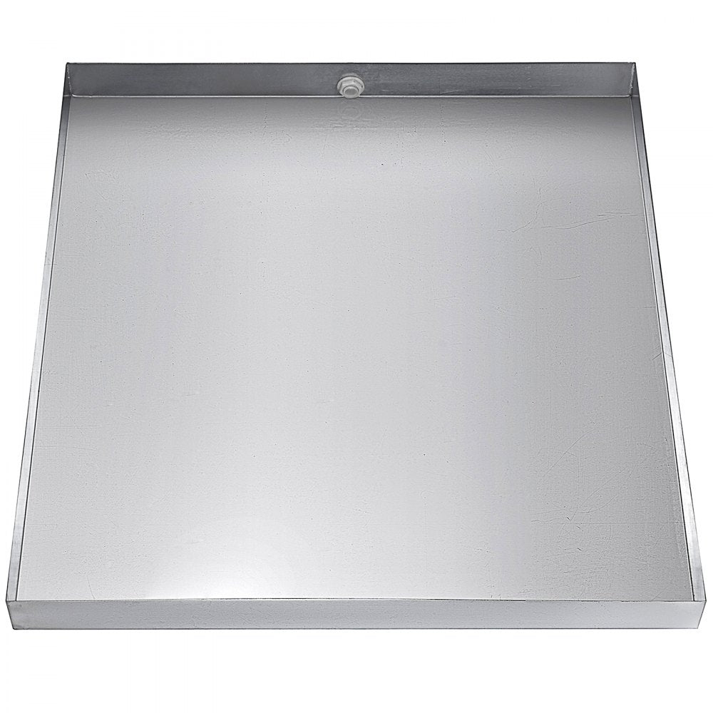 VEVOR 32 x 32 x 2.5 Inch Washing Machine Pan 18 GA Thickness 304 Stainless Steel Heavy Duty Compact Washer Drip Tray with Drain Hole & Hose Adapter