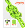 VEVOR Double Braided Polyester Rope 3/4 in x 220 ft Arborist Rigging Rope, for Tree Work, Heavy Duty 26 Strands, 19400 lbs High Breaking Strength, Outdoor Climbing Towing Swing Pulling Cord, Green