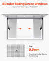 VEVOR Concession Window 53x33 in, Aluminum Alloy Service Window for Food Truck, Up to 85 Degrees Stand Serving Window with 4 Sliding Windows, Awning Door, and Drag Hook, for Concession Trailers