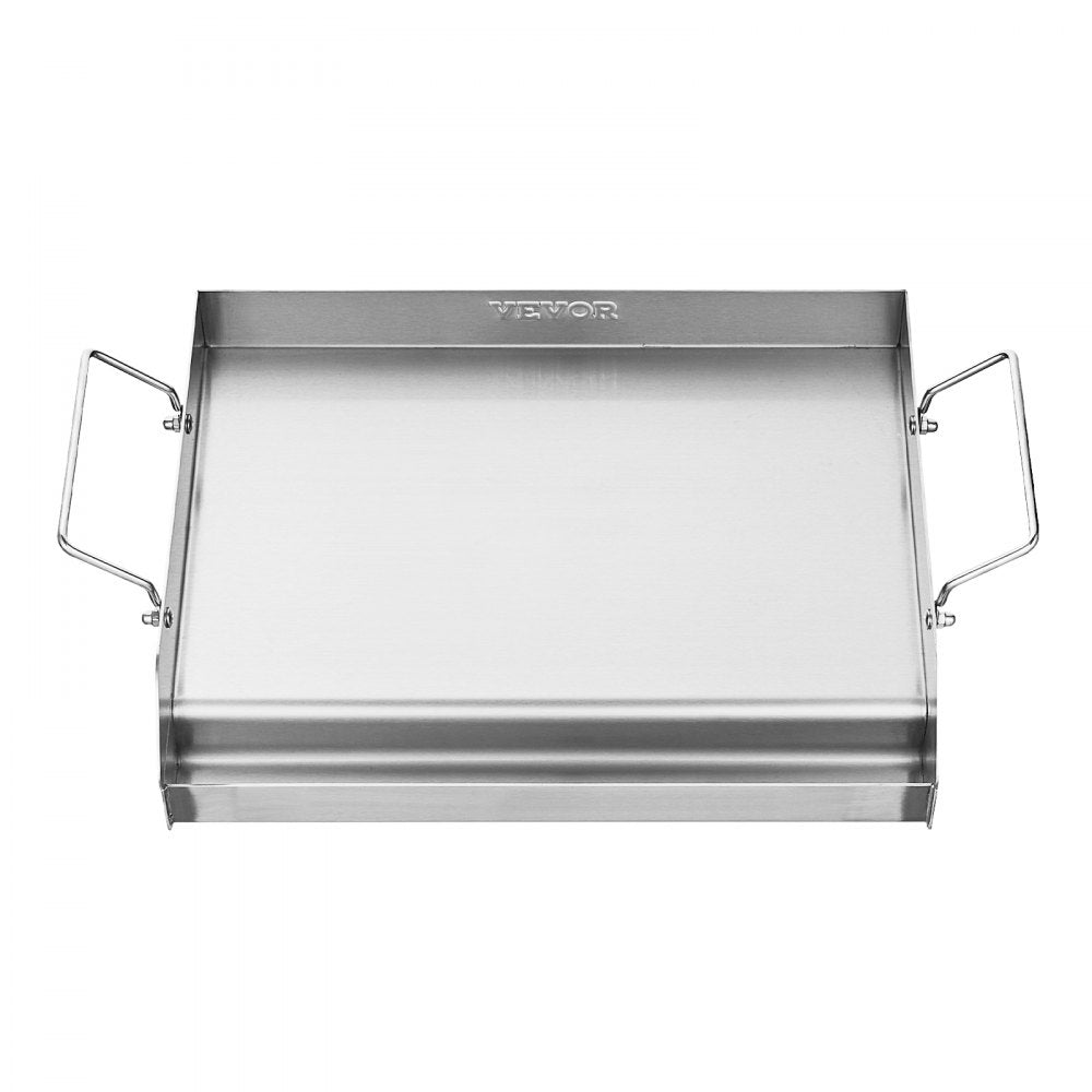 VEVOR Stainless Steel Griddle, 17x13 inch Universal Flat Top Rectangular Plate, Gas Grill Griddle for BBQ Grill, Teppanyaki, Portable Family Cookware with Handle, for Camping Tailgating Party