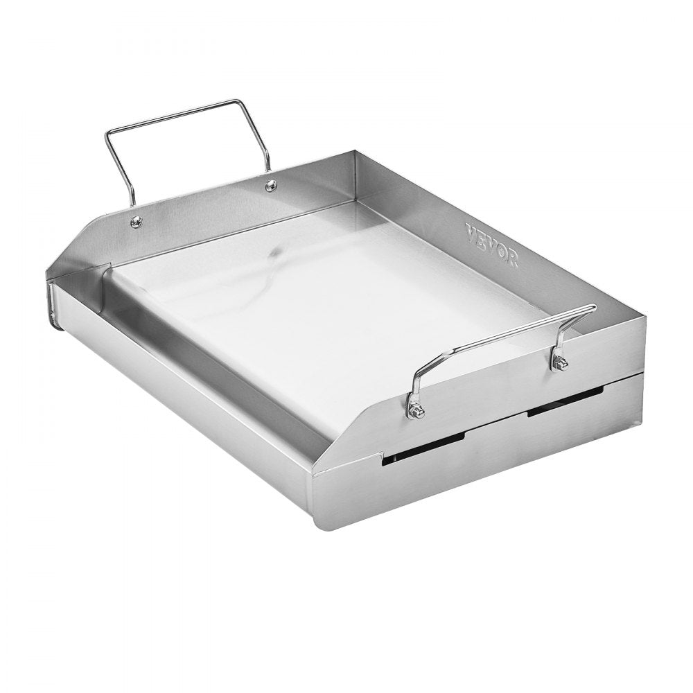 VEVOR Stainless Steel Griddle, 17x13 inch Universal Flat Top Rectangular Plate, Gas Grill Griddle for BBQ Grill, Teppanyaki, Portable Family Cookware with Handle, for Camping Tailgating Party