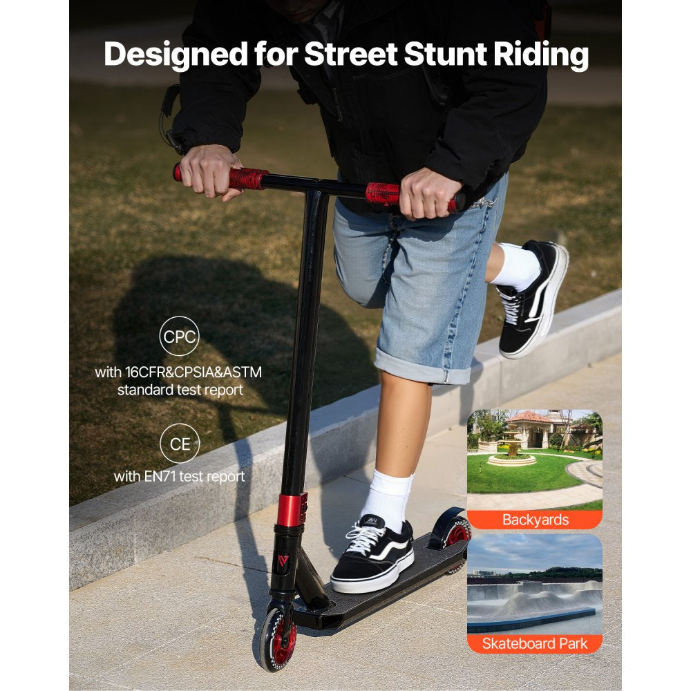 VEVOR Stunt Scooter, Pro Complete Trick Scooters for Kids Ages 11-13 Years, Teens, Adults, Boys, and Girls, Freestyle Street Rider for Intermediate and Beginner, Double Layer Lightweight Aluminum Deck