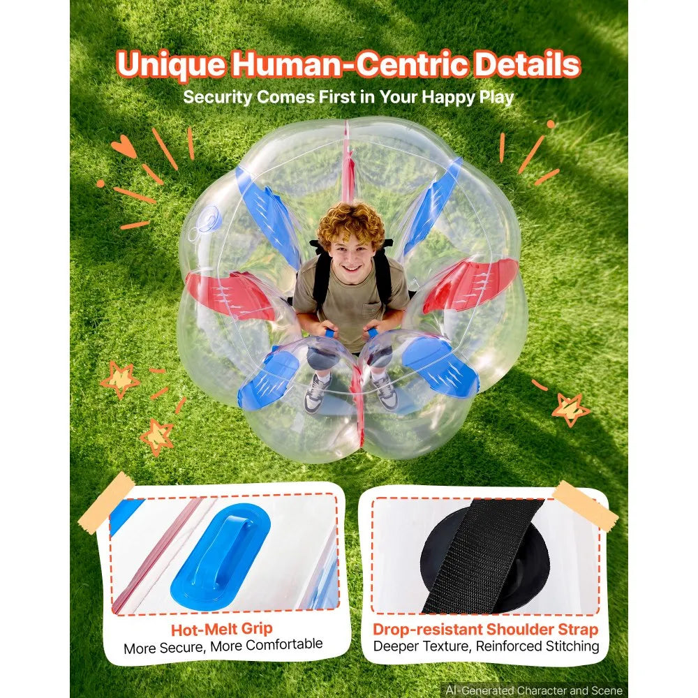 VEVOR 2-Pack Inflatable Bumper Balls 4FT Human Bubble for Teens Blue+Red, for Backyard, Camping, Picnic, Park, Lawn, and Outdoor Team Gameplay, Thickened PVC Material, Sumo Hamster Ball with Handle