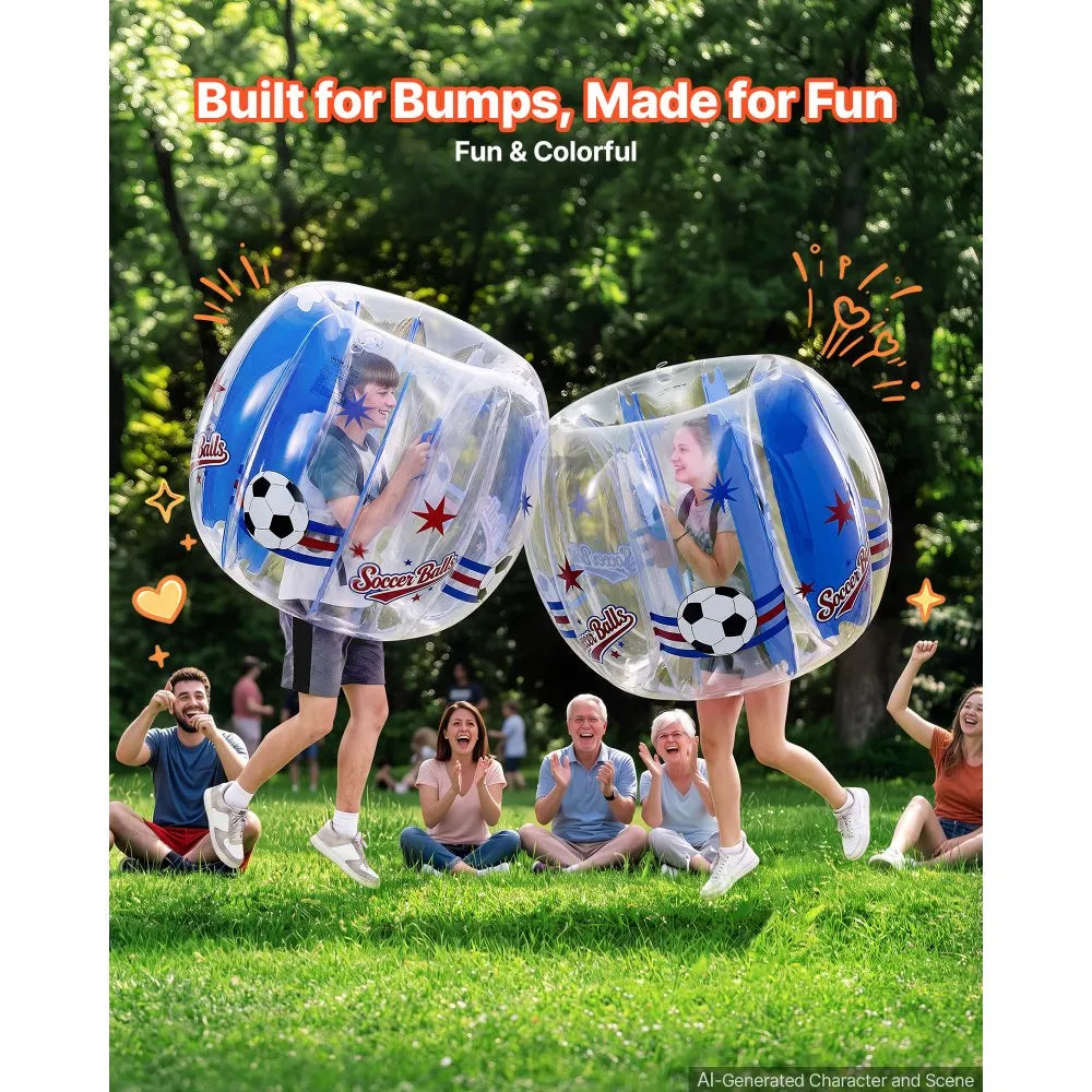 VEVOR 2-Pack Inflatable Bumper Balls 4FT Human Bubble for Teens Transparent, for Backyard, Camping, Picnic, Park, Lawn, and Outdoor Team Gameplay, Thickened PVC Material, Sumo Hamster Ball with Handle