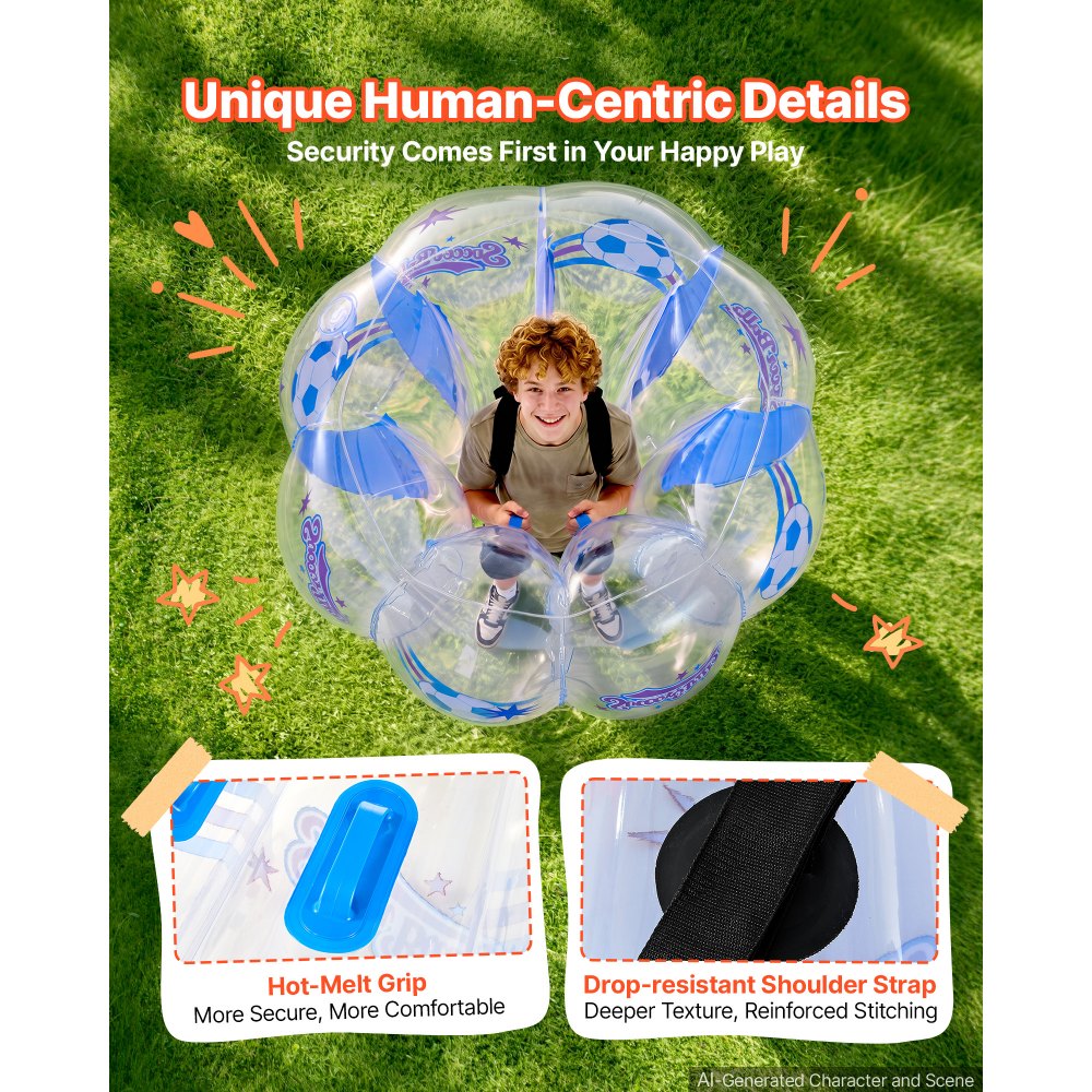VEVOR 2-Pack Inflatable Bumper Balls 4FT Human Bubble for Teens Transparent, for Backyard, Camping, Picnic, Park, Lawn, and Outdoor Team Gameplay, Thickened PVC Material, Sumo Hamster Ball with Handle