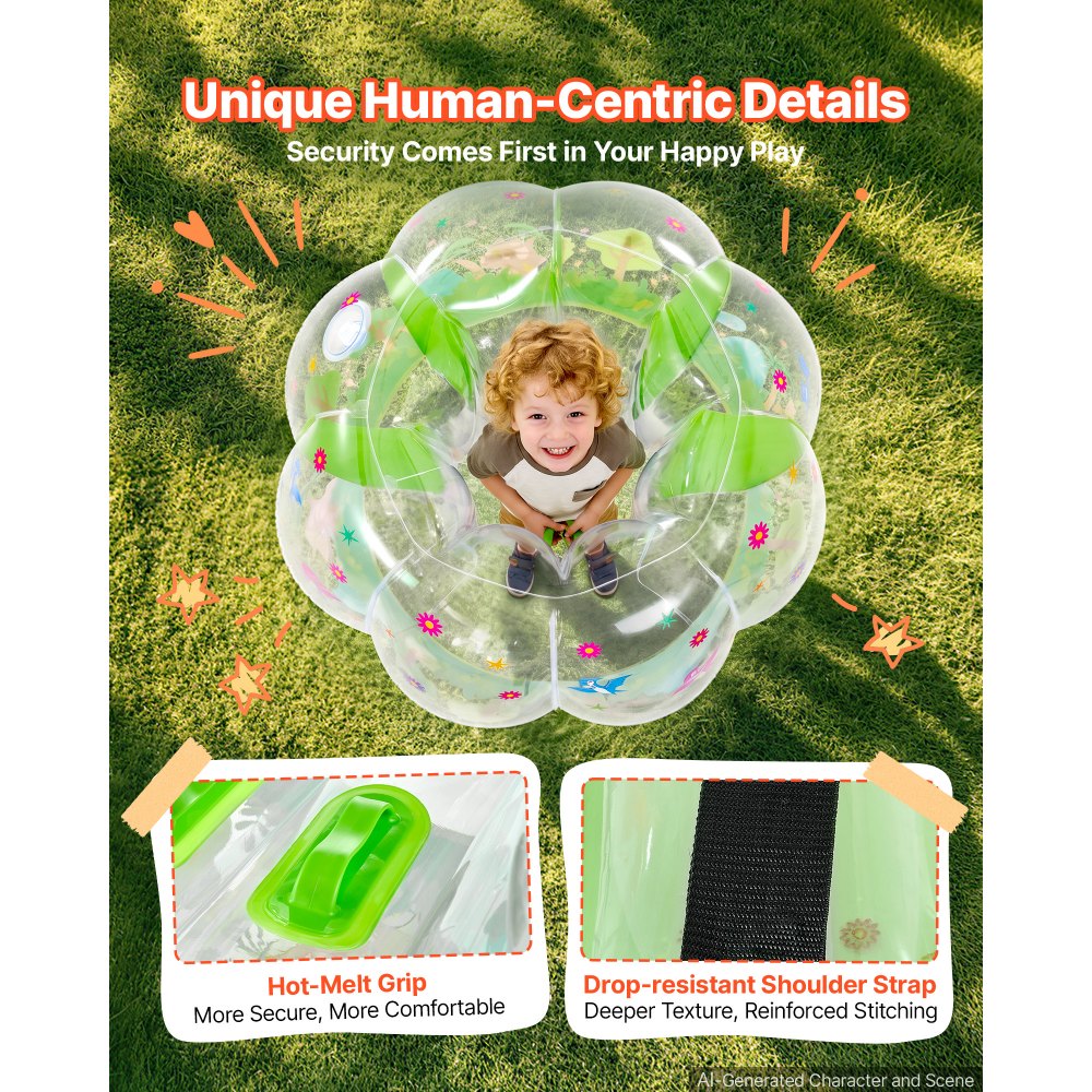 VEVOR 2-Pack Inflatable Bumper Balls 3FT Human Bubble for Kids Transparent, for Backyard, Camping, Picnic, Park, Lawn, and Outdoor Team Gameplay, Thickened PVC Material, Sumo Hamster Ball with Handle