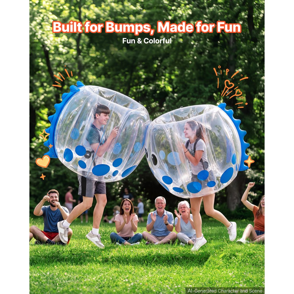 VEVOR 2-Pack Inflatable Bumper Balls 4FT Human Bubble for Teens Blue, for Backyard, Camping, Picnic, Park, Lawn, and Outdoor Team Gameplay, Thickened PVC Material, Sumo Hamster Ball with Handle