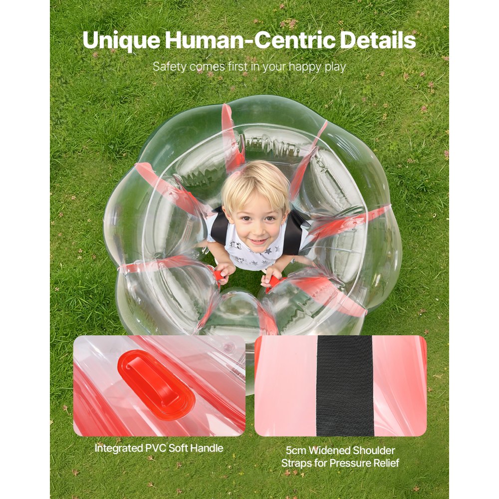 VEVOR Inflatable Bumper Balls 2-Pack, 3FT/0.9M Body Sumo Zorb Ball, Durable Thick PVC Human Hamster Bubble Knocker for Outdoor Sports Team Gaming Play, Bopper Toy for Playground Yard Park, Red Stripes