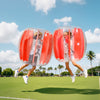 VEVOR Inflatable Bumper Balls 2-Pack, 3FT/0.9M Body Sumo Zorb Ball, Durable Thick PVC Human Hamster Bubble Knocker for Outdoor Sports Team Gaming Play, Bopper Toy for Playground Yard Park, Red Stripes