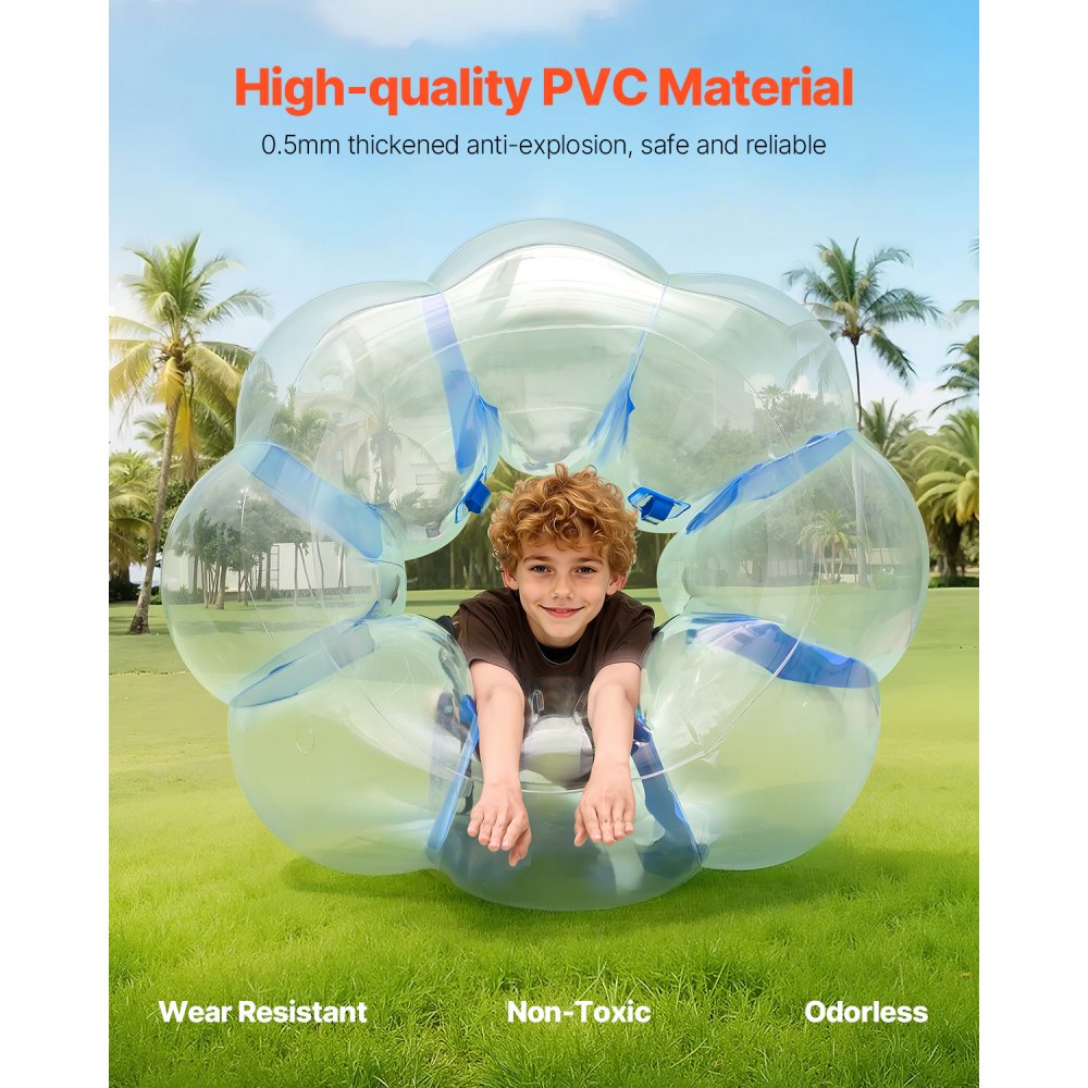VEVOR Inflatable Bumper Balls 1-Pack, 4FT/1.2M Body Sumo Zorb Ball, Durable Thick PVC Human Hamster Bubble Knocker for Outdoor Sports Team Gaming Play, Bopper Toy for Garden Yard Park, Blue Stripes