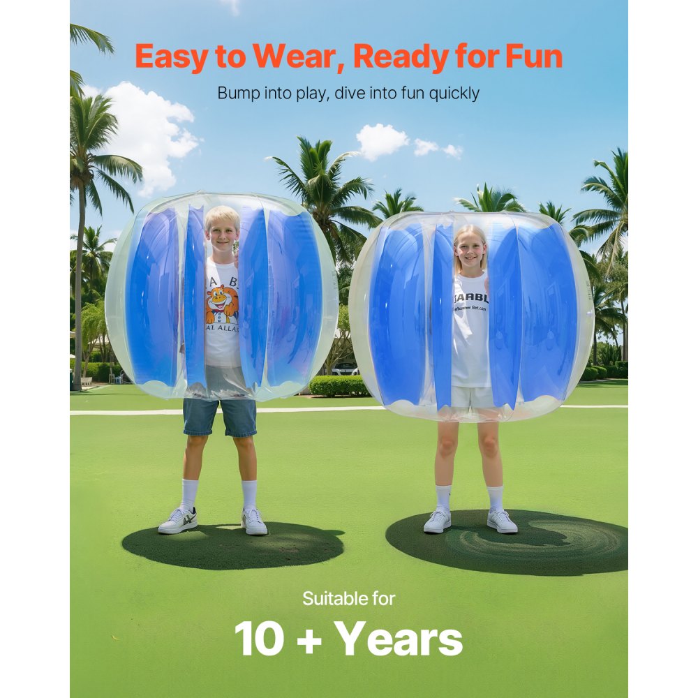 VEVOR Inflatable Bumper Balls 1-Pack, 4FT/1.2M Body Sumo Zorb Ball, Durable Thick PVC Human Hamster Bubble Knocker for Outdoor Sports Team Gaming Play, Bopper Toy for Garden Yard Park, Blue Stripes