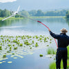 VEVOR Lake Weed Cutter, Pond Aquatic Plant Cutting Tool with 48 in Max. Cut Width, Sharp and Heavy-Duty Steel Blades, Pond Rake with 30 ft Throw Rope, for Cattail, Phragmites, Lilly Pads & Chara