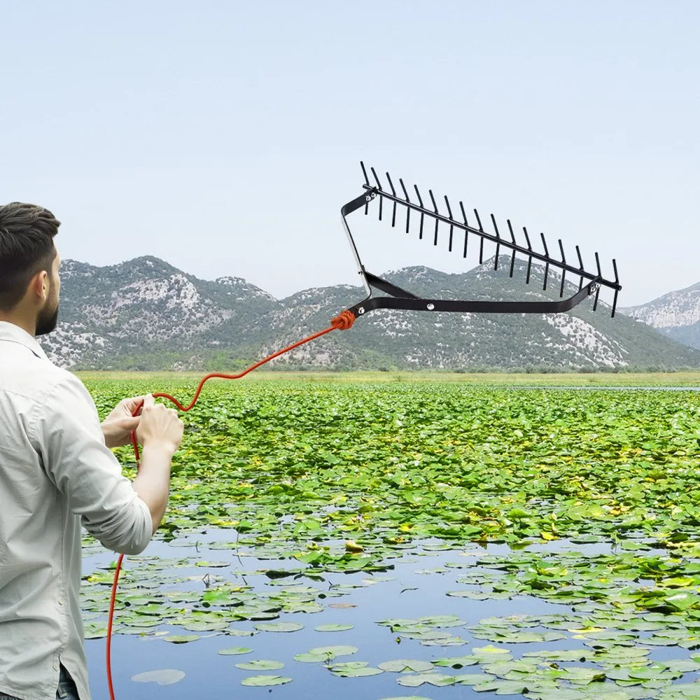 VEVOR 32 in Aquatic Weed Rake, 6.3 in Double Sided Lake Weed Rake, Lightweight  Pond Weeds Cutter with 30ft Rope, No Assembly Required, Muck Lilypad Clearing Tool for Pond, Lake, Rivulet