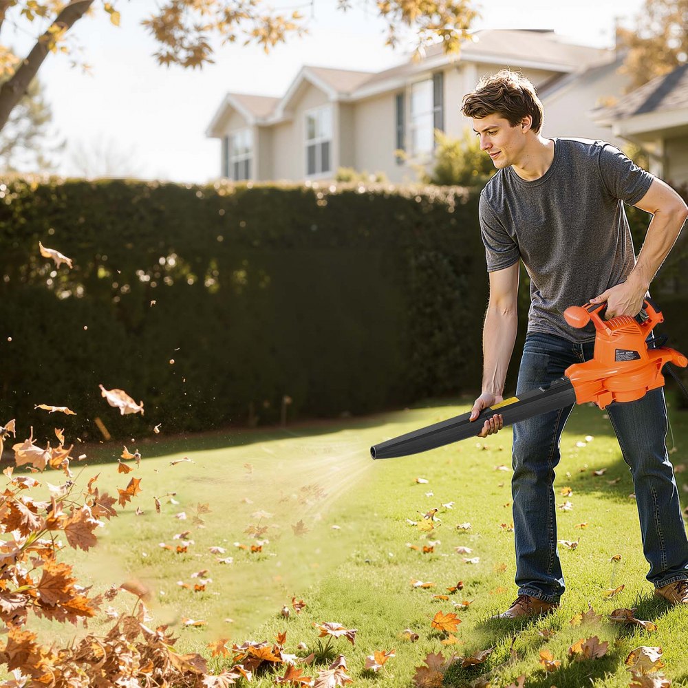 VEVOR Electric Leaf Blower, 12 Amp, 250 MPH, 400 CFM, 3 in 1 Handheld Blower Vacuum & Mulcher for Lawn Care, 2-Speed Lightweight Portable with Bag and Wheeled Base for Yard Patio Outdoor, Corded