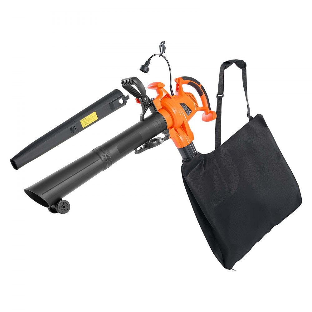 VEVOR Electric Leaf Blower, 12 Amp, 250 MPH, 400 CFM, 3 in 1 Handheld Blower Vacuum & Mulcher for Lawn Care, 2-Speed Lightweight Portable with Bag and Wheeled Base for Yard Patio Outdoor, Corded