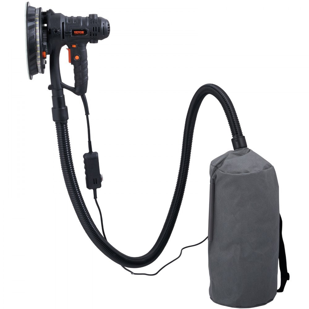 VEVOR Drywall Sander, 800W Electric Sander with 12 Sanding Discs, Variable Speed 1200-2300 RPM Wall Sander with Automatic Vacuum Dust Collection System, Double LED Lights, Dust Bag, Detachable Edge