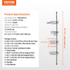 VEVOR Shower Corner Caddy Tension Pole, 42" to 114" High, Multi-Functional Shower Tension Pole with Strong Load-Bearing Tray, Rust-Proof Easy-to-Install Tension Pole, Fit for Bathroom & Washroom