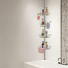 VEVOR Shower Corner Caddy Tension Pole, 42" to 114" High, Multi-Functional Shower Tension Pole with Strong Load-Bearing Tray, Rust-Proof Easy-to-Install Tension Pole, Fit for Bathroom & Washroom
