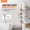 VEVOR Shower Corner Caddy Tension Pole, 42" to 114" High, Multi-Functional Shower Tension Pole with Strong Load-Bearing Tray, Rust-Proof Easy-to-Install Tension Pole, Fit for Bathroom & Washroom
