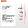 VEVOR Shower Corner Caddy Tension Pole, 42" to 114" High, Multi-Functional Shower Tension Pole with Strong Load-Bearing Tray, Rust-Proof Easy-to-Install Tension Pole, Fit for Bathroom & Washroom