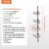 VEVOR Shower Corner Caddy Tension Pole, 56" to 114" High, Multi-Functional Shower Tension Pole with Strong Load-Bearing Tray, Rust-Proof Easy-to-Install Tension Pole, Fit for Bathroom & Washroom