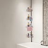 VEVOR Shower Corner Caddy Tension Pole, 56" to 114" High, Multi-Functional Shower Tension Pole with Strong Load-Bearing Tray, Rust-Proof Easy-to-Install Tension Pole, Fit for Bathroom & Washroom