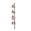 VEVOR Shower Corner Caddy Tension Pole, 56" to 114" High, Multi-Functional Shower Tension Pole with Strong Load-Bearing Tray, Rust-Proof Easy-to-Install Tension Pole, Fit for Bathroom & Washroom