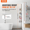 VEVOR Shower Corner Caddy Tension Pole, 56" to 114" High, Multi-Functional Shower Tension Pole with Strong Load-Bearing Tray, Rust-Proof Easy-to-Install Tension Pole, Fit for Bathroom & Washroom