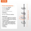 VEVOR Shower Corner Caddy Tension Pole, 56" to 114" High, Multi-Functional Shower Tension Pole with Strong Load-Bearing Tray, Rust-Proof Easy-to-Install Tension Pole, Fit for Bathroom & Washroom