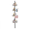 VEVOR Shower Corner Caddy Tension Pole, 56" to 114" High, Multi-Functional Shower Tension Pole with Strong Load-Bearing Tray, Rust-Proof Easy-to-Install Tension Pole, Fit for Bathroom & Washroom