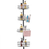 VEVOR Shower Corner Caddy Tension Pole, 56" to 114" High, Multi-Functional Shower Tension Pole with Strong Load-Bearing Tray, Rust-Proof Easy-to-Install Tension Pole, Fit for Bathroom & Washroom
