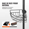 VEVOR Shower Corner Caddy Tension Pole, 39" to 125" High, Multi-Functional Shower Tension Pole with Strong Load-Bearing Tray, Rust-Proof Easy-to-Install Tension Pole, Fit for Bathroom & Washroom