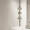 VEVOR Shower Corner Caddy Tension Pole, 39" to 125" High, Multi-Functional Shower Tension Pole with Strong Load-Bearing Tray, Rust-Proof Easy-to-Install Tension Pole, Fit for Bathroom & Washroom