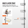 VEVOR Shower Corner Caddy Tension Pole, 39" to 125" High, Multi-Functional Shower Tension Pole with Strong Load-Bearing Tray, Rust-Proof Easy-to-Install Tension Pole, Fit for Bathroom & Washroom