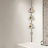 VEVOR Shower Corner Caddy Tension Pole, 39" to 125" High, Multi-Functional Shower Tension Pole with Strong Load-Bearing Tray, Rust-Proof Easy-to-Install Tension Pole, Fit for Bathroom & Washroom