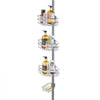 VEVOR Shower Corner Caddy Tension Pole, 39" to 125" High, Multi-Functional Shower Tension Pole with Strong Load-Bearing Tray, Rust-Proof Easy-to-Install Tension Pole, Fit for Bathroom & Washroom