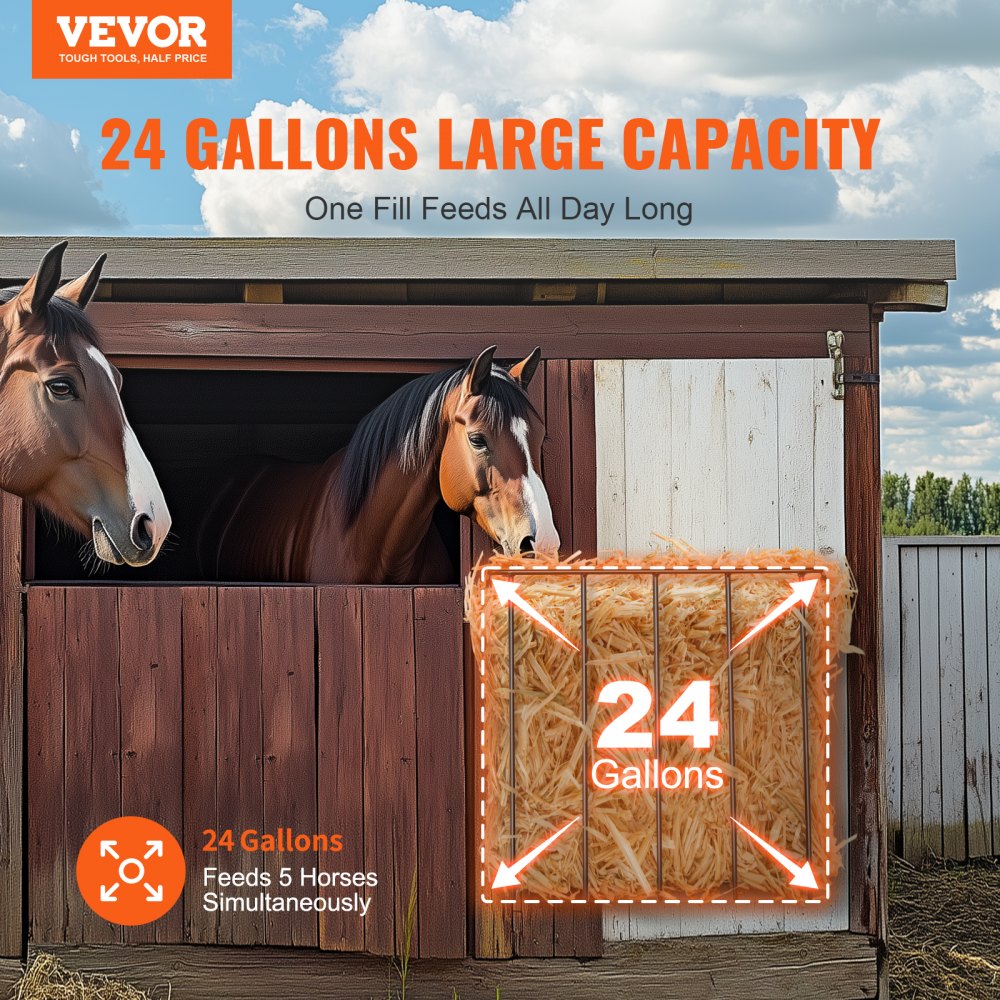 VEVOR Livestock Hay Feeder, 24 Gallons Large Capacity, 2 Packs Heavy-Duty Steel Goat Hay Rack, 27'' Long Wall Mounted Horse Hay Holder, Multiple Sided Feeding Rack for Sheep Farm Indoor Outdoor