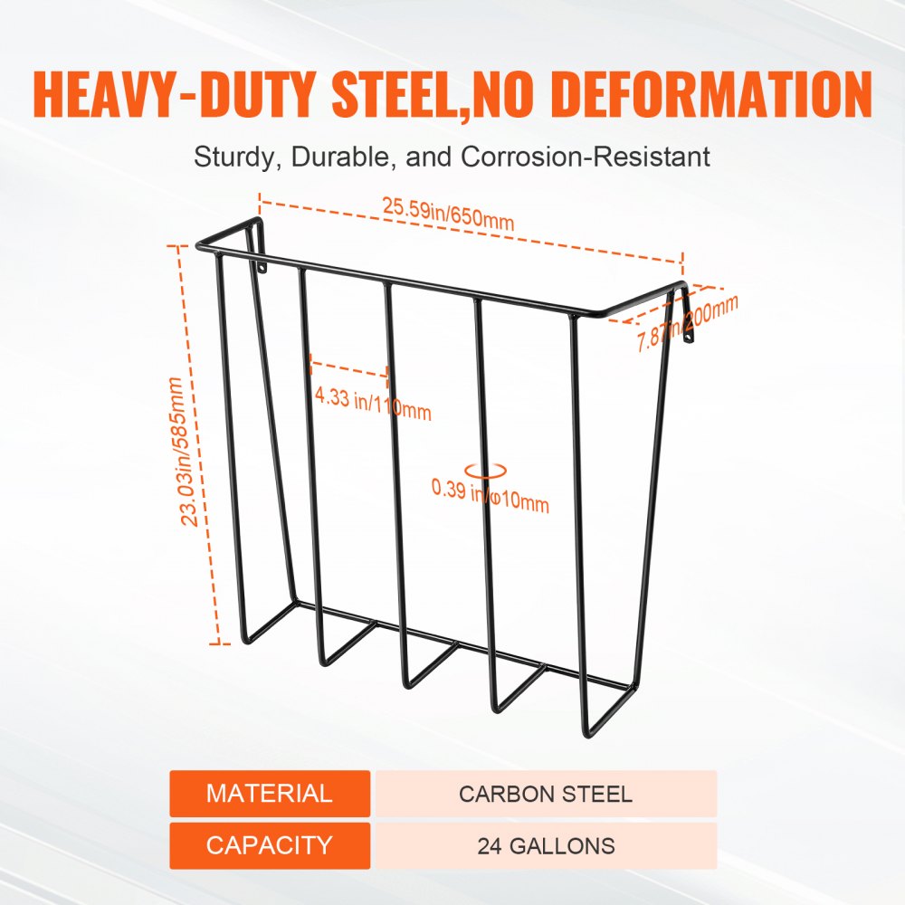 VEVOR Livestock Hay Feeder, 24 Gallons Large Capacity, 2 Packs Heavy-Duty Steel Goat Hay Rack, 27'' Long Wall Mounted Horse Hay Holder, Multiple Sided Feeding Rack for Sheep Farm Indoor Outdoor