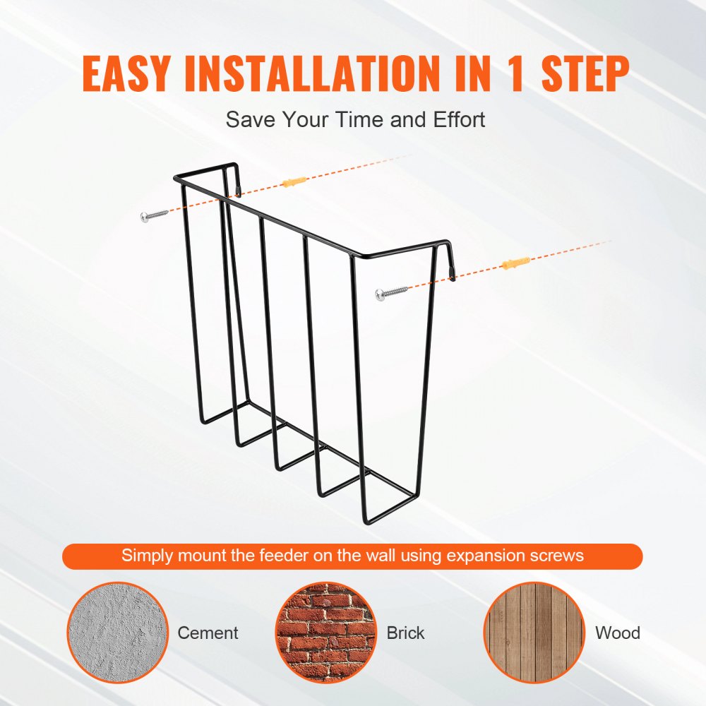 VEVOR Livestock Hay Feeder, 24 Gallons Large Capacity, 2 Packs Heavy-Duty Steel Goat Hay Rack, 27'' Long Wall Mounted Horse Hay Holder, Multiple Sided Feeding Rack for Sheep Farm Indoor Outdoor