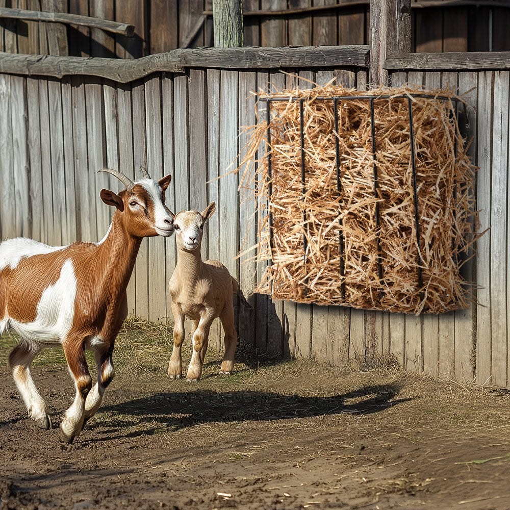 VEVOR Livestock Hay Feeder, 24 Gallons Large Capacity, 2 Packs Heavy-Duty Steel Goat Hay Rack, 27'' Long Wall Mounted Horse Hay Holder, Multiple Sided Feeding Rack for Sheep Farm Indoor Outdoor