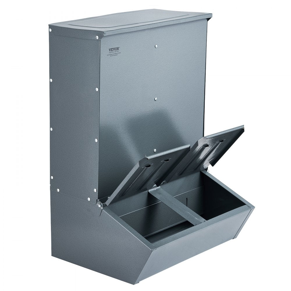 VEVOR Hog Feeder, 3.7 Bushel Capacity, Double Door Pig Feeder, Heavy Duty Steel Piglets Feeder, Multipurpose Trough Creep Feeder, Outdoor Livestock Feeder Farm Accessory for Feeding up to 8 Hogs