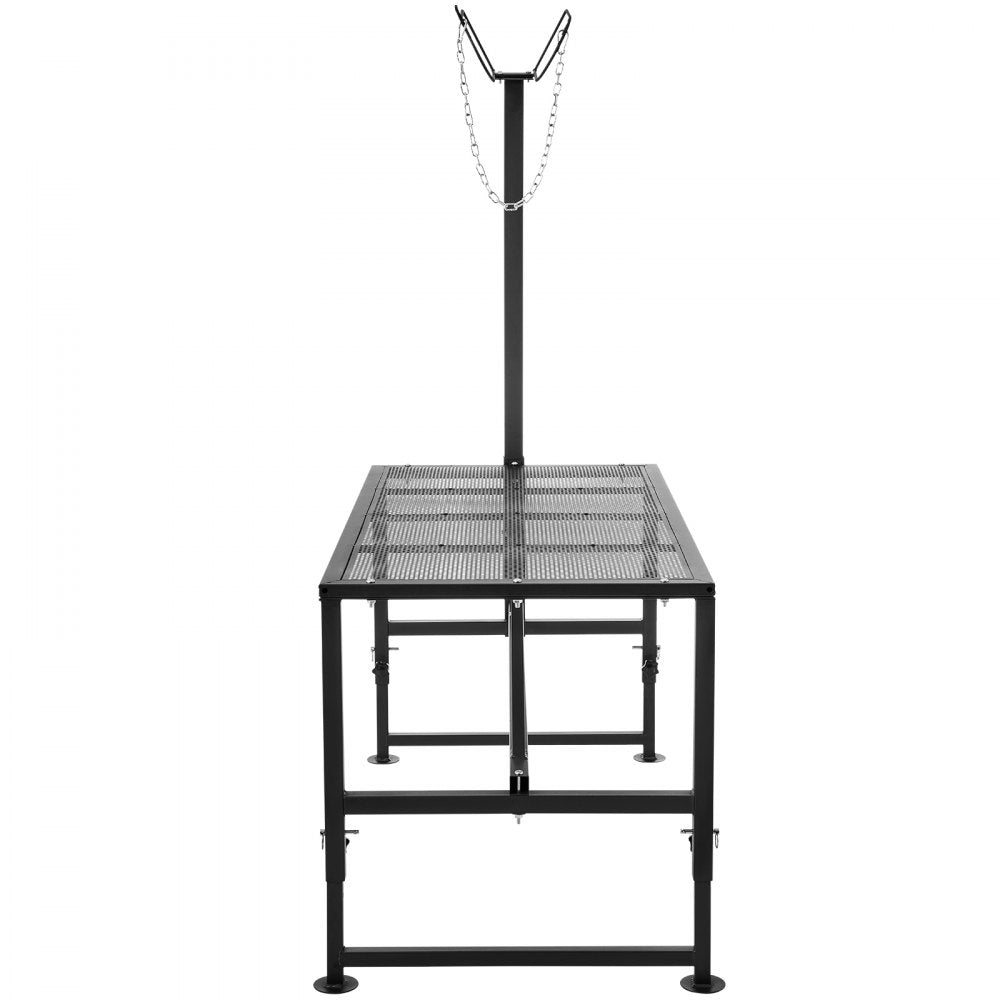 VEVOR Goat & Sheep Stand, 51x23 inch Livestock Stand, Metal Livestock Milking and Shearing Stand 21" to 33" Adjustable Height, with Headpiece and Nose Loop, 500lbs Loading Weight, Black