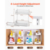VEVOR Under Sink Organizer, 2 Pack 2-Tier Pull Out Cabinet Organizer with 4-Level Height Adjustment, Metal Slide Out Shelf, Multi-Purpose Cabinet Organizers and Storage for Bathroom & Kitchen, White