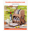 VEVOR Picnic Backpack, Beach Picnic Backpack Bag for 4 Person with Insulated Cooler Compartment, Detachable Bottle/Wine Holder, Lightweight Blanket, Plates and Cutlery Set for Hiking & Camping, Brown
