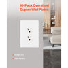 VEVOR 1-Gang Duplex Outlet Covers, 10 Pack Standard Size Wall Outlet Cover, Unbreakable and  Impact-Resistant Polycarbonate Thermoplastic, Dual Receptacle Faceplate, for Electrical Outlets, White